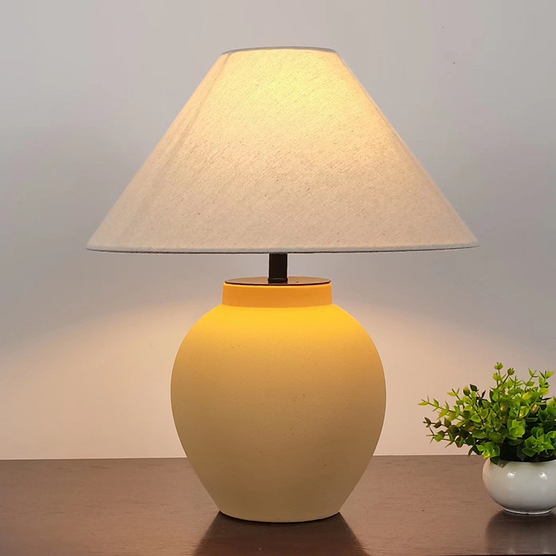 Tapered Round Fabric Ceramic Table Lamp