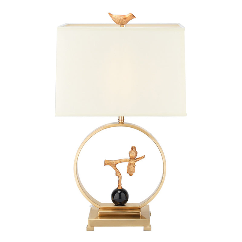 Square Bird Round Fabric Table Lamp
