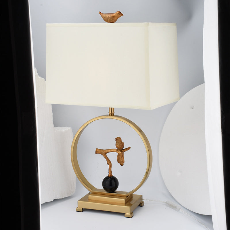 Square Bird Round Fabric Table Lamp