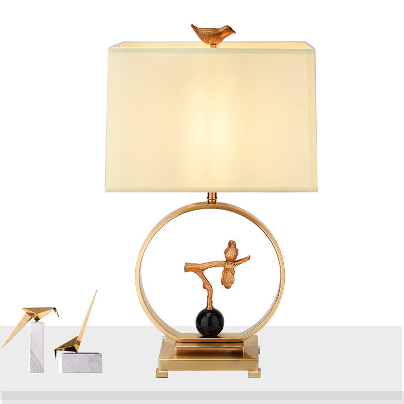 Square Bird Round Fabric Table Lamp