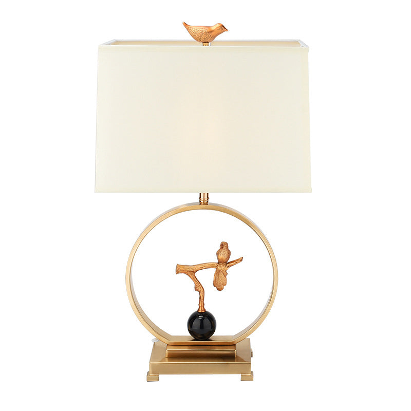 Square Bird Round Fabric Table Lamp