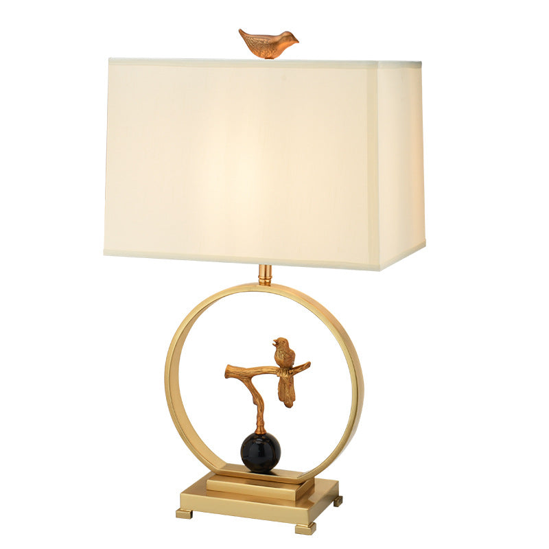 Square Bird Round Fabric Table Lamp