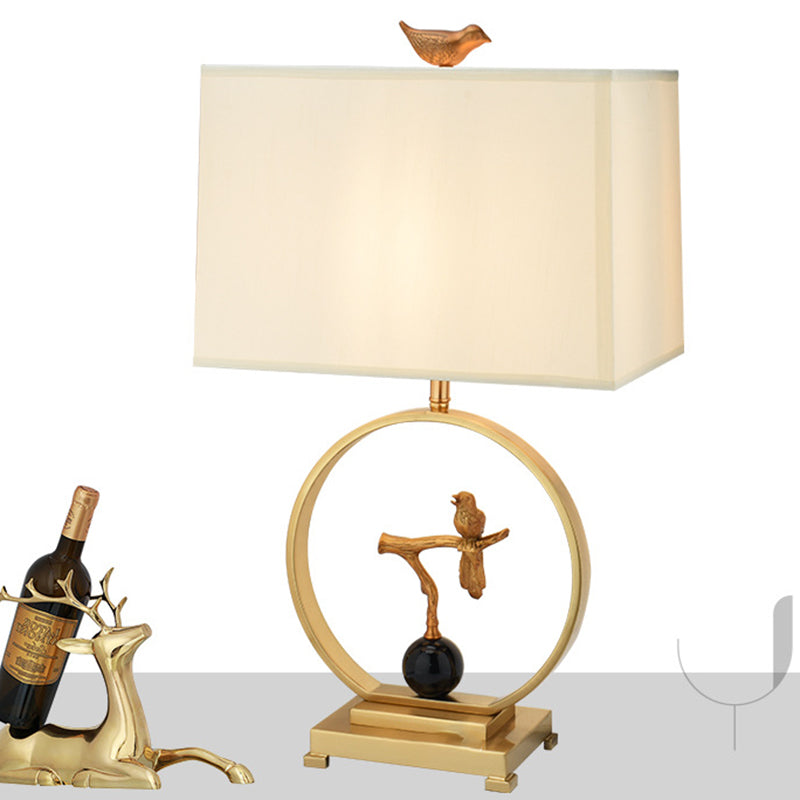 Square Bird Round Fabric Table Lamp