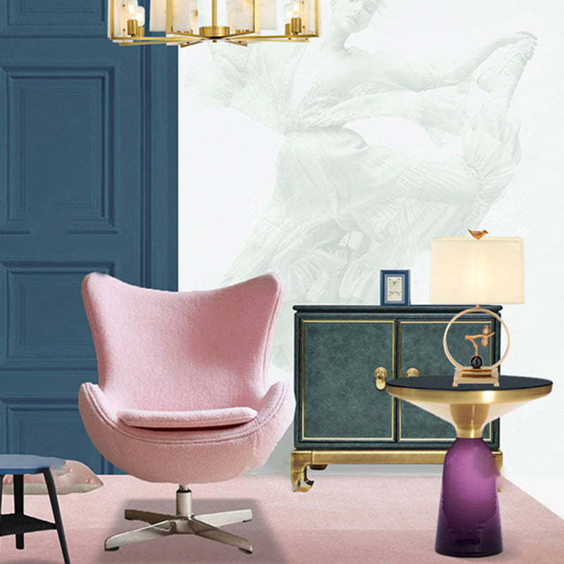 Square Bird Round Fabric Table Lamp
