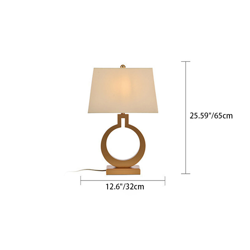 Round Square Fabric Hardware Table Lamp