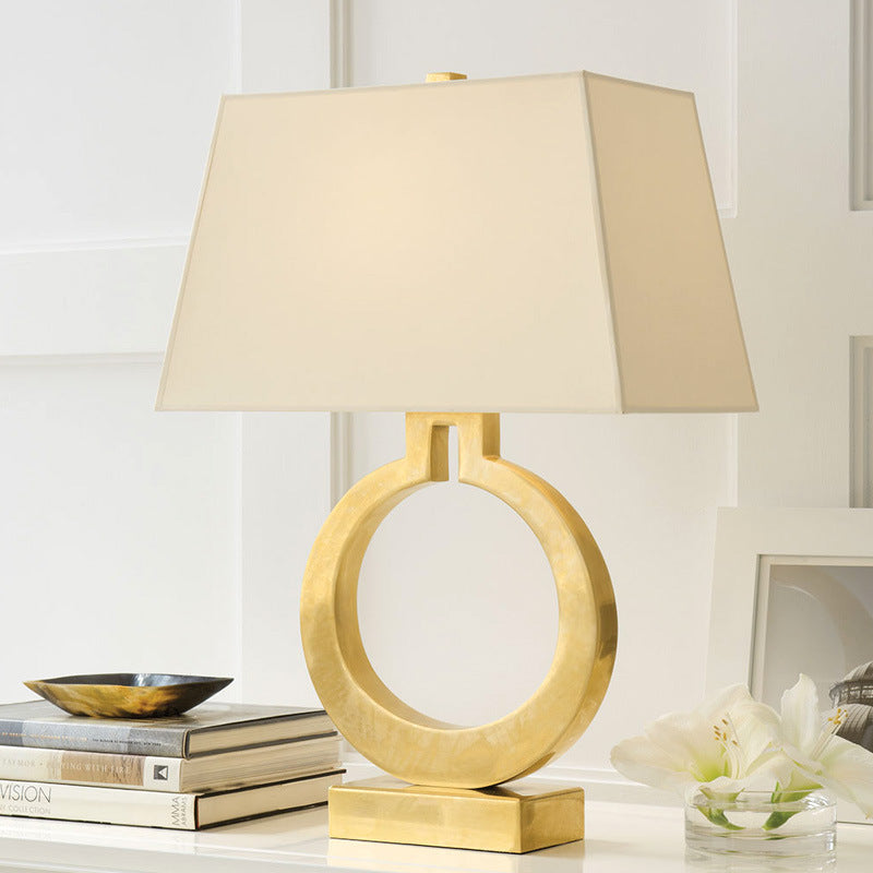 Round Square Fabric Hardware Table Lamp