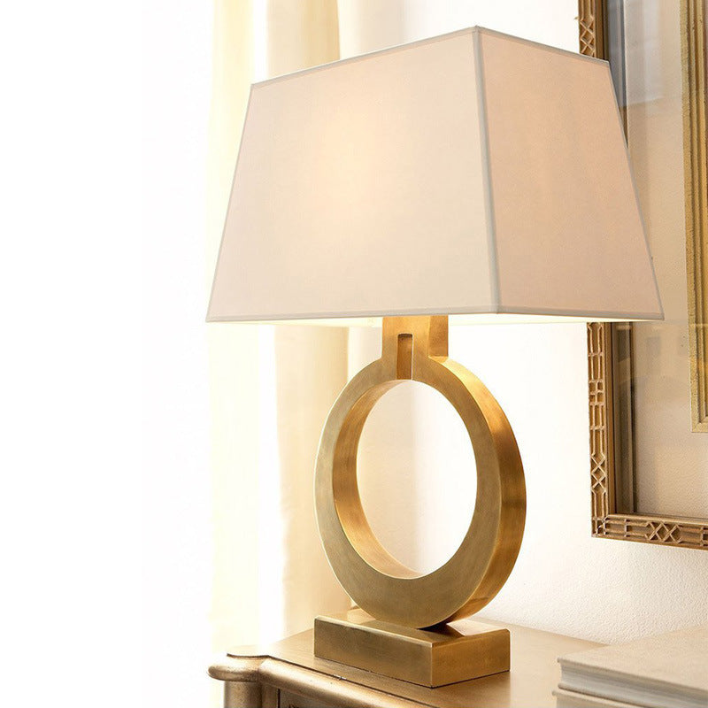 Round Square Fabric Hardware Table Lamp