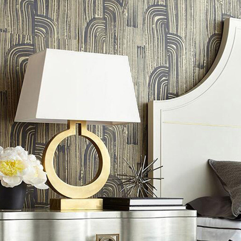 Round Square Fabric Hardware Table Lamp