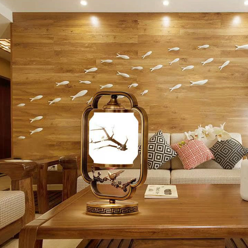 Square Round Tree Leaf Table Lamp