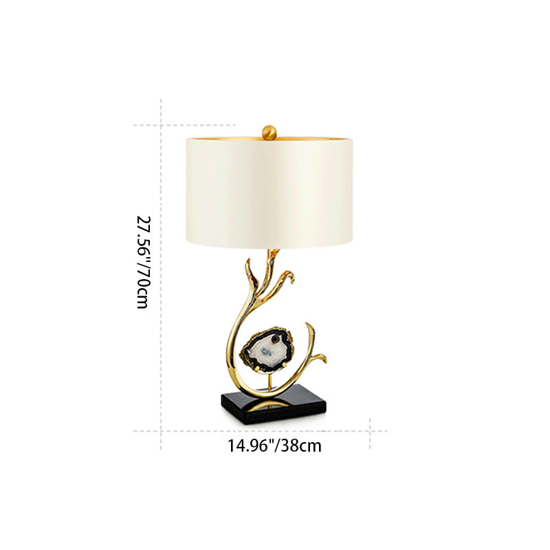 Curved Round Silk Onyx Table Lamp