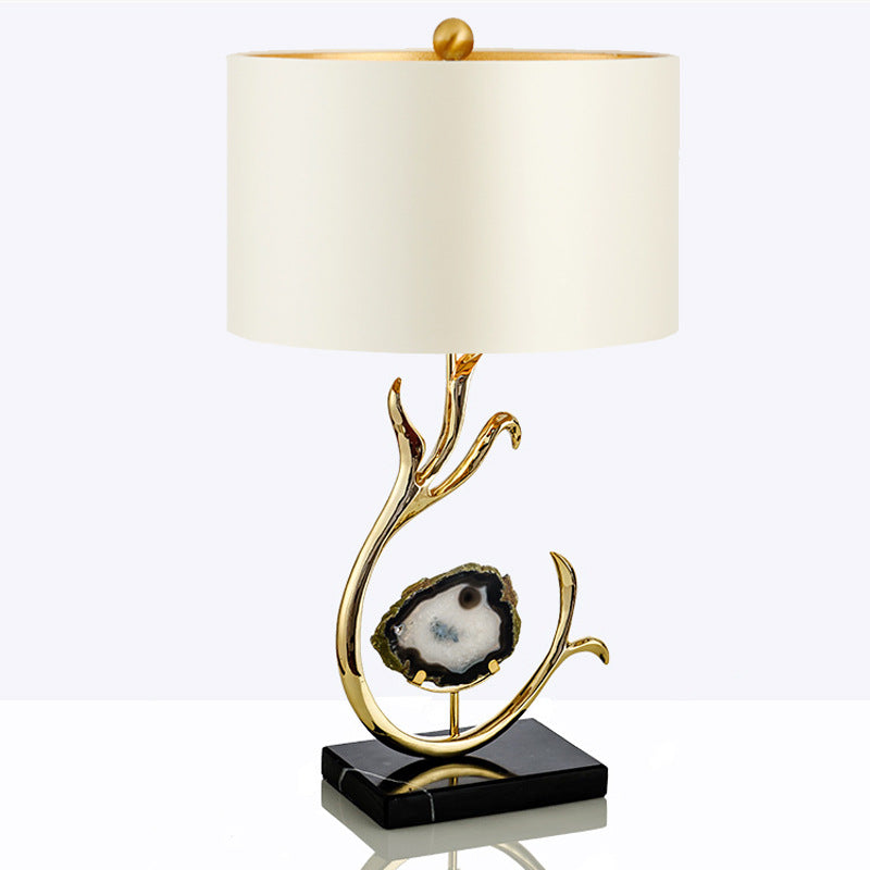 Curved Round Silk Onyx Table Lamp