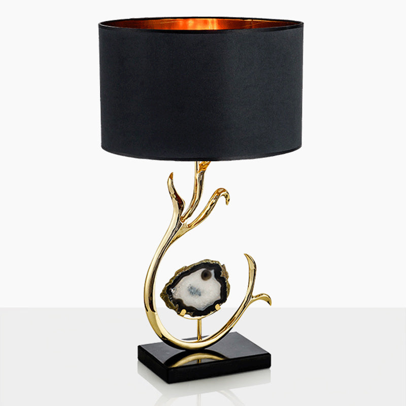 Curved Round Silk Onyx Table Lamp