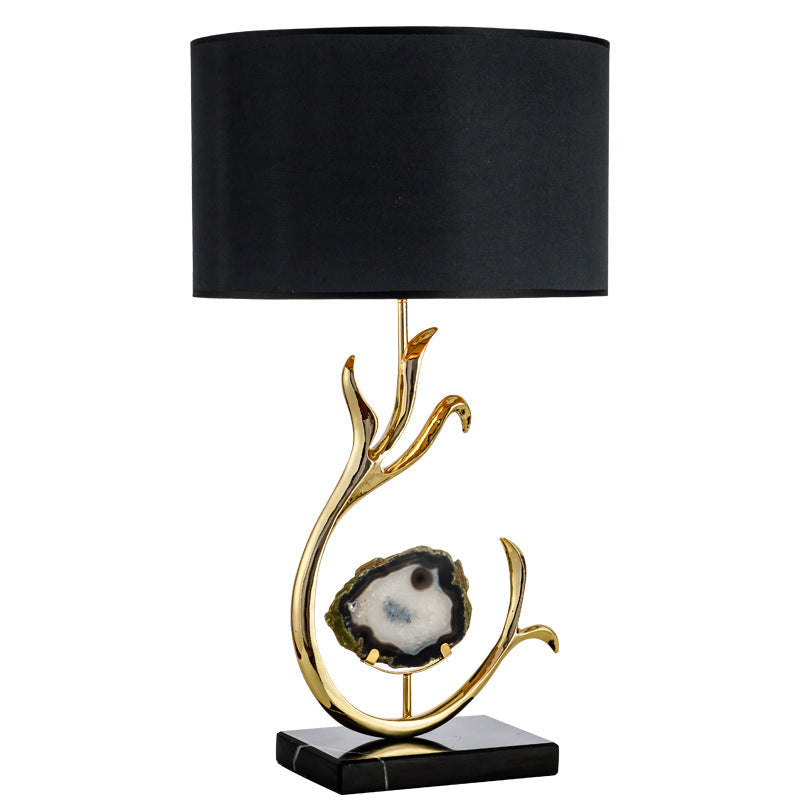 Curved Round Silk Onyx Table Lamp