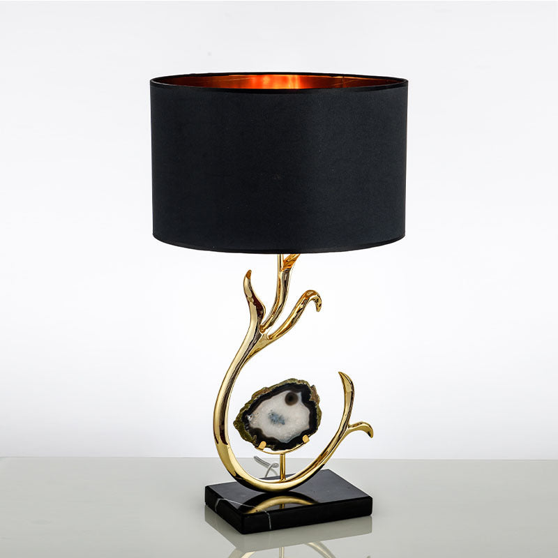 Curved Round Silk Onyx Table Lamp
