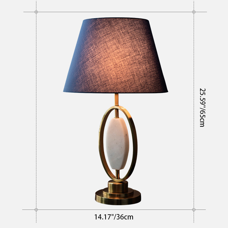 Round Column Fabric Metal Table Lamp