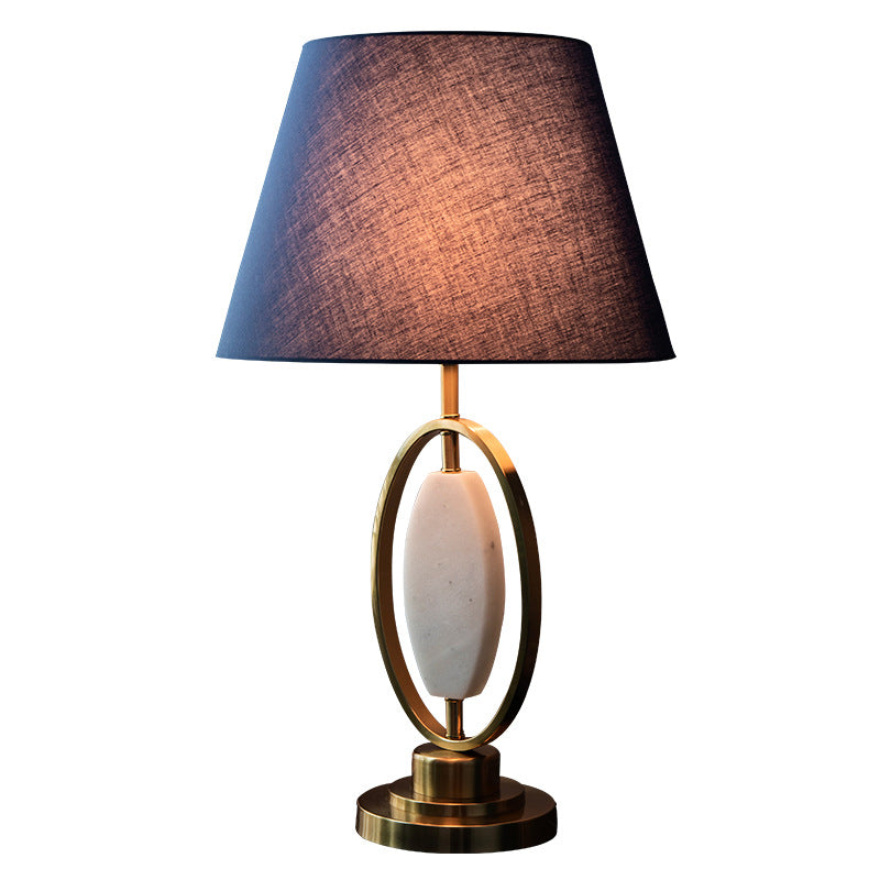 Round Column Fabric Metal Table Lamp