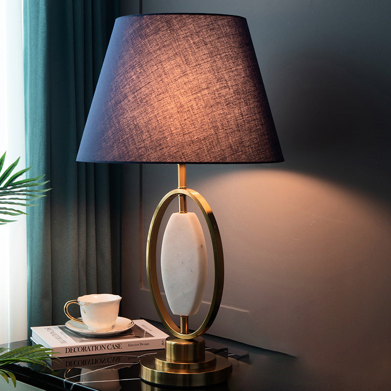 Round Column Fabric Metal Table Lamp