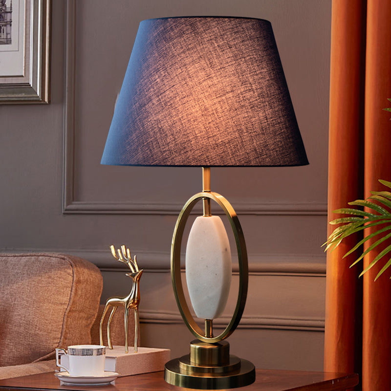 Round Column Fabric Metal Table Lamp