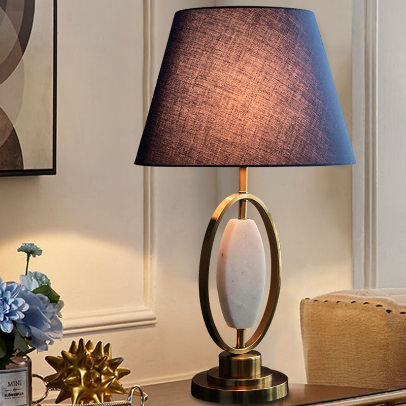 Round Column Fabric Metal Table Lamp