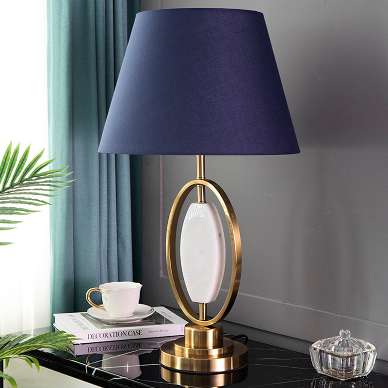 Round Column Fabric Metal Table Lamp