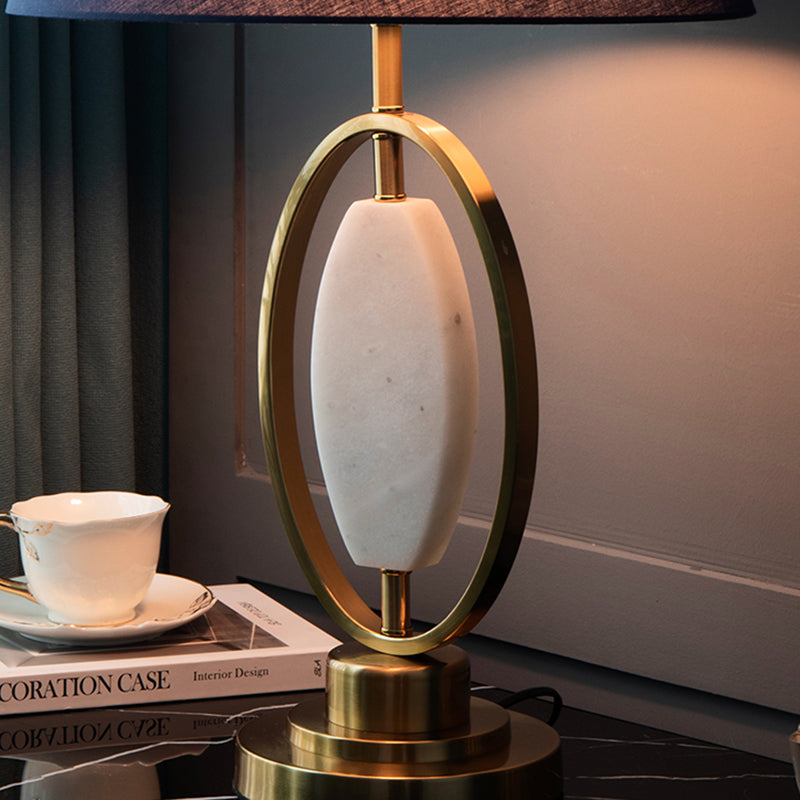 Round Column Fabric Metal Table Lamp