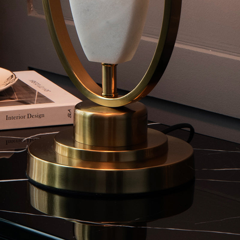 Round Column Fabric Metal Table Lamp