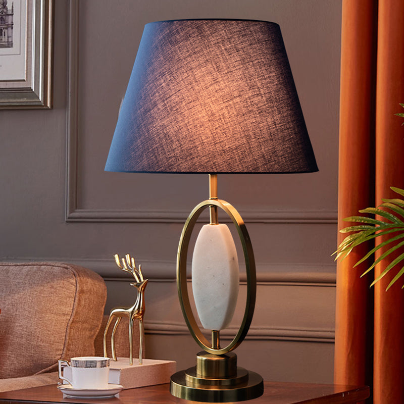 Round Column Fabric Metal Table Lamp