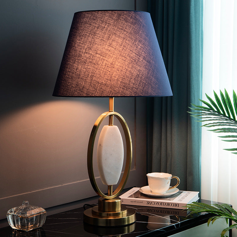 Round Column Fabric Metal Table Lamp