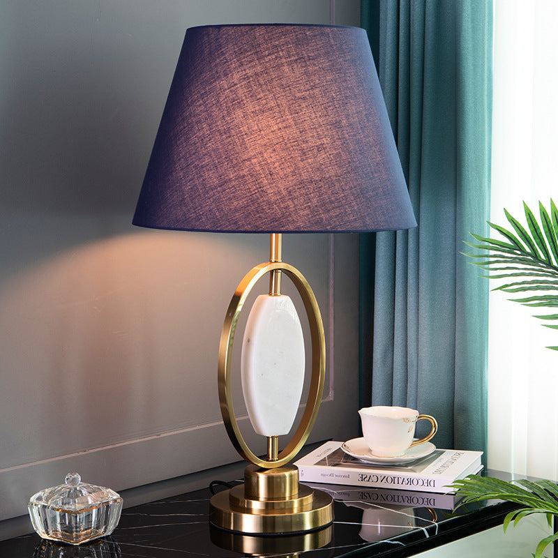 Round Column Fabric Metal Table Lamp