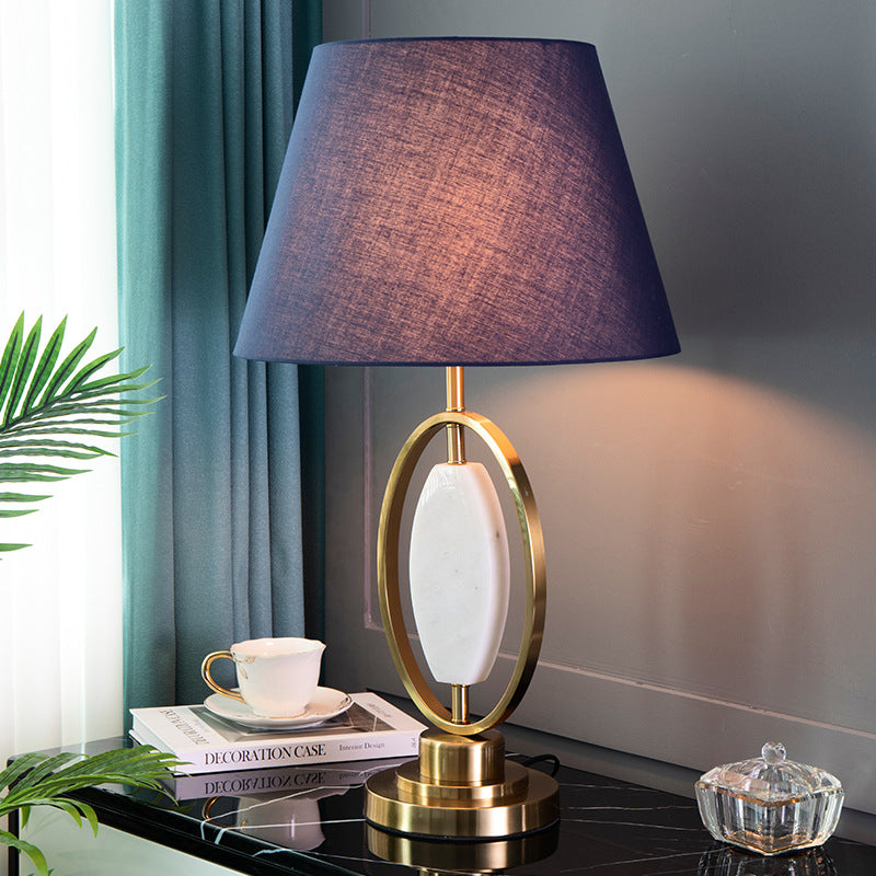 Round Column Fabric Metal Table Lamp
