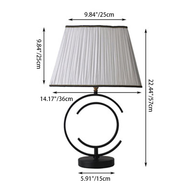 Round Square Fabric Iron Table Lamp