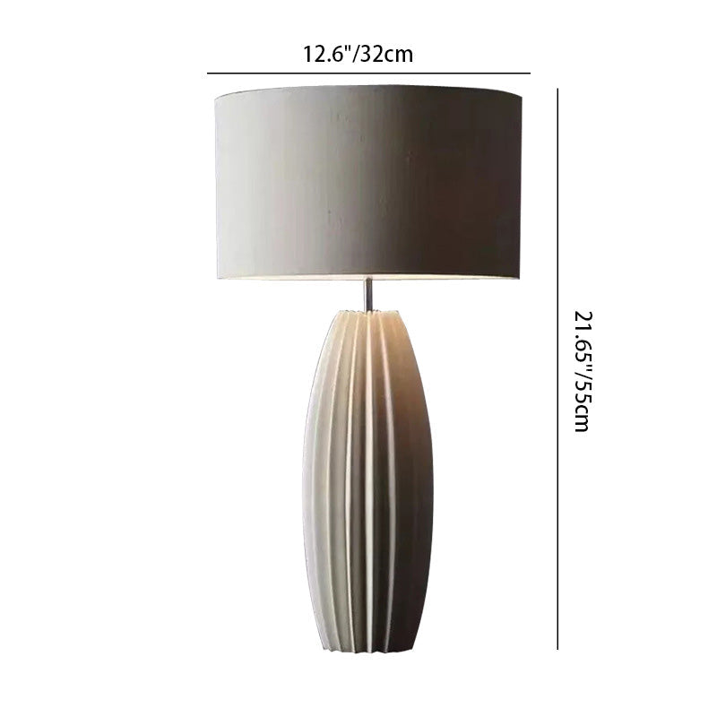 Distressed Cylinder Round Fabric Table Lamp