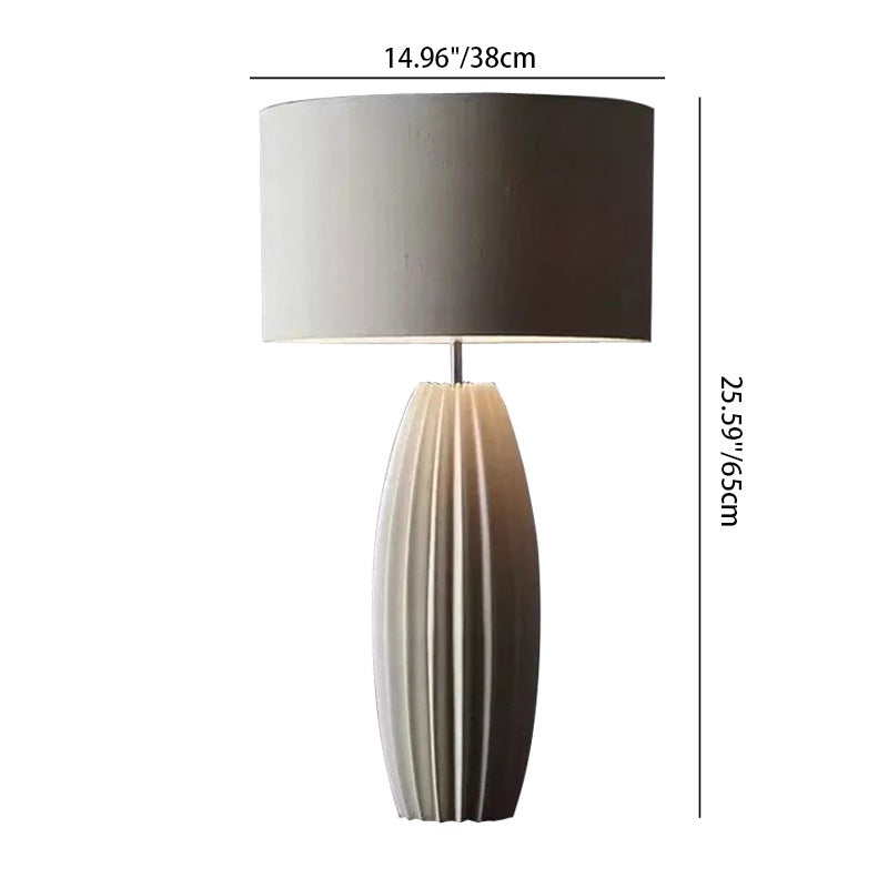 Distressed Cylinder Round Fabric Table Lamp
