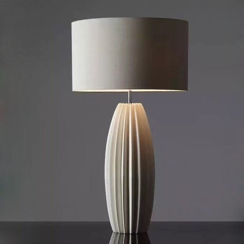 Distressed Cylinder Round Fabric Table Lamp