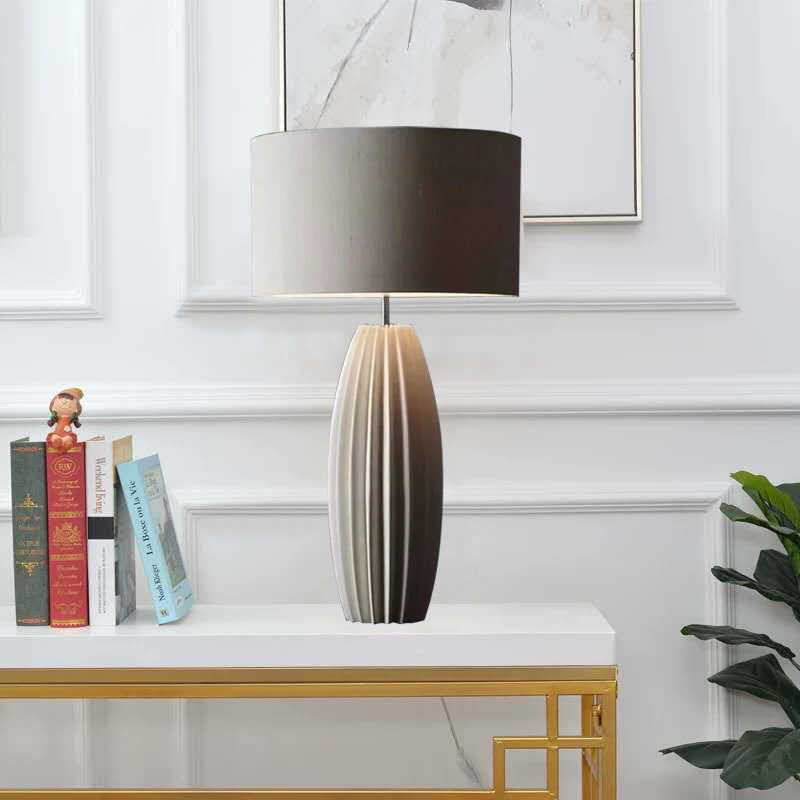 Distressed Cylinder Round Fabric Table Lamp