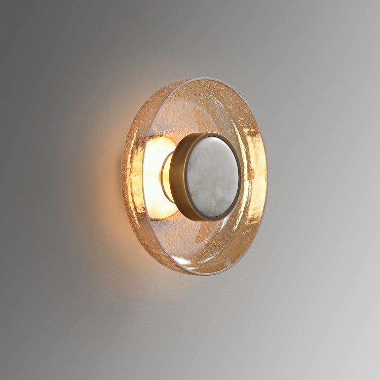 Round Glass Iron Living Wall Lamp