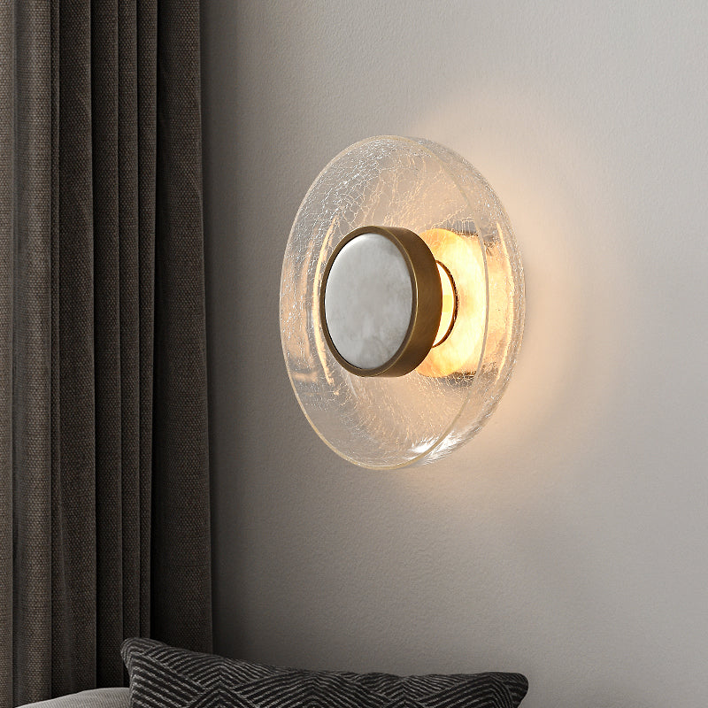 Round Glass Iron Living Wall Lamp