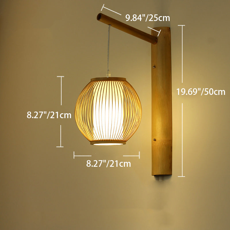 Lantern Braid Skeleton Bamboo Wall Lamp