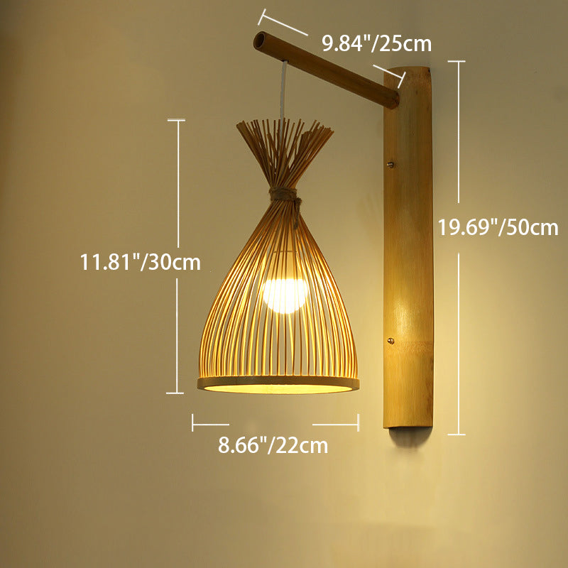 Lantern Braid Skeleton Bamboo Wall Lamp