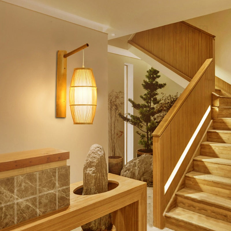 Lantern Cylinder Half Round Wall Lamp