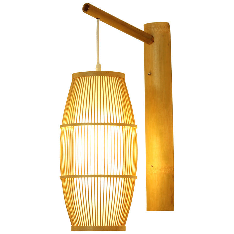 Lantern Cylinder Half Round Wall Lamp