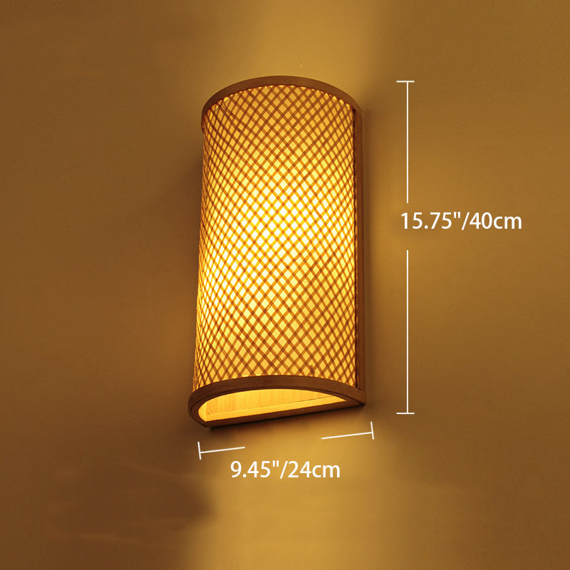 Lantern Cylinder Half Round Wall Lamp