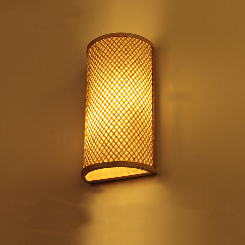 Lantern Cylinder Half Round Wall Lamp