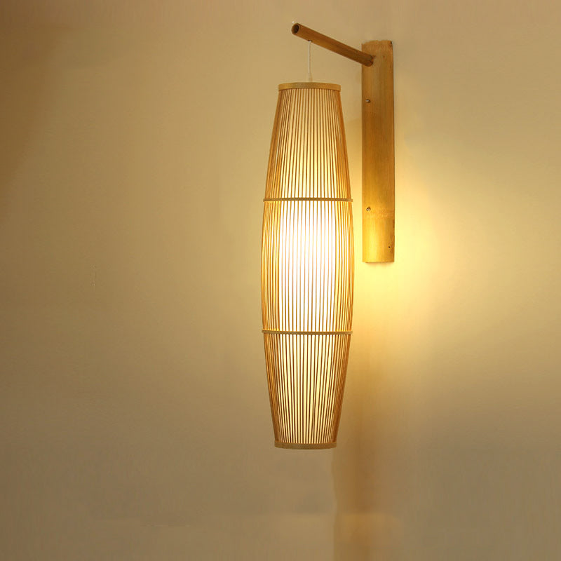 Cylinder Round PVC Wood Wall Lamp