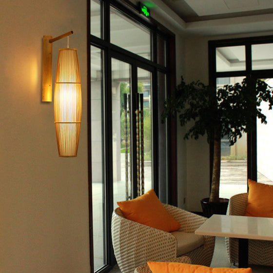 Cylinder Round PVC Wood Wall Lamp
