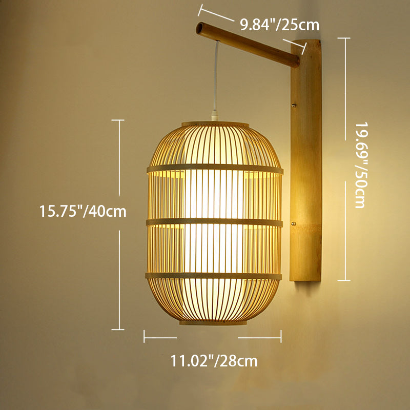 Cylinder Round PVC Wood Wall Lamp