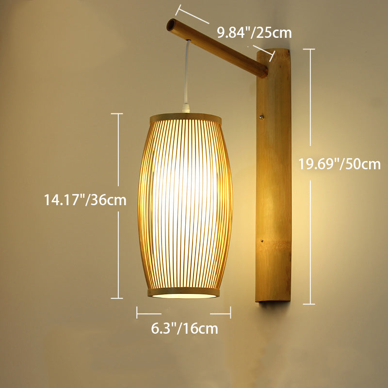 Cylinder Round PVC Wood Wall Lamp