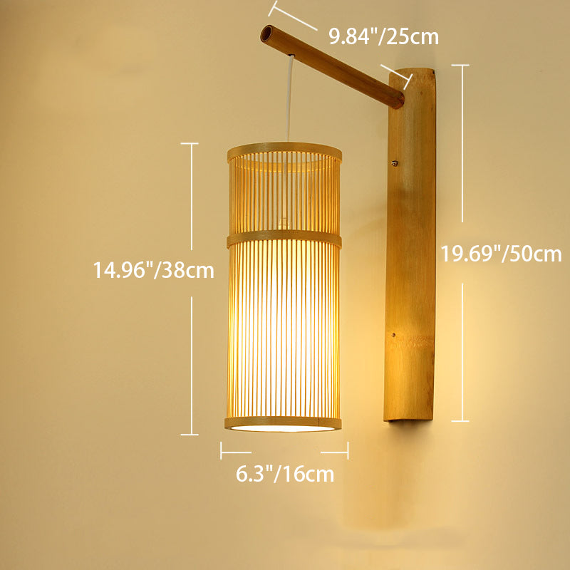 Cylinder Round PVC Wood Wall Lamp