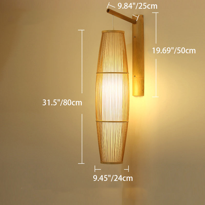 Cylinder Round PVC Wood Wall Lamp