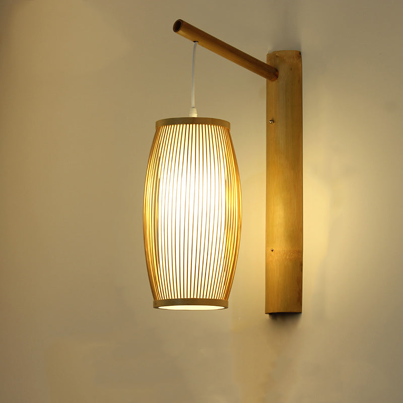 Cylinder Round PVC Wood Wall Lamp